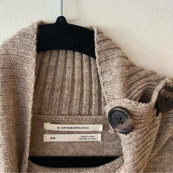 Anthropologie Margarita Tan Mockneck Button Tunic Sweater - Picture 4 of 6